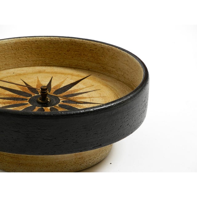 Handmade Round Ceramic Wall Clock, 1970s For Sale - Image 14 of 18
