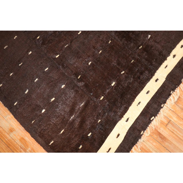 Early 20th Century Antique Black Turkish Mohair Rug - 4'7" x 5'9" For Sale - Image 5 of 7