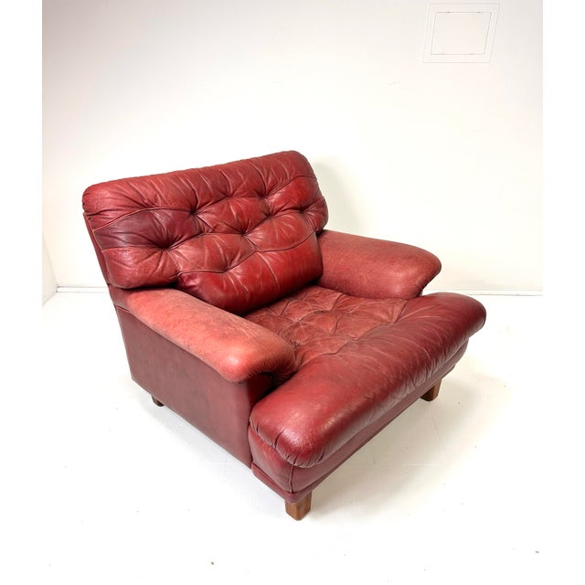 1960’s Arne Norell “Mexico” lounge chair. Button tufted high quality original Red Buffalo leather. Very comfortable and...