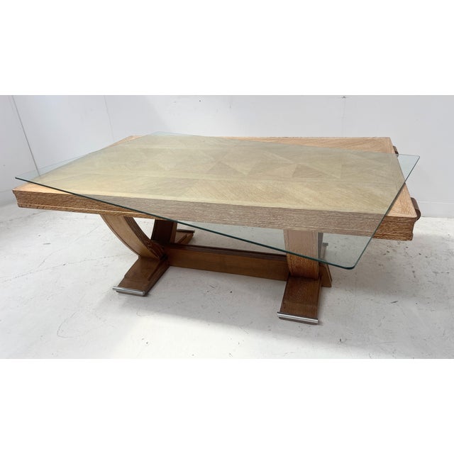 Antique Art Deco Desk in Limed Oak, 1900s For Sale - Image 3 of 18