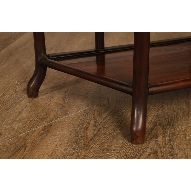 Asian Style Demilune Marble Top Side Table With Tiered Shelves For Sale - Image 10 of 18