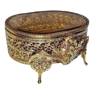 1950s Hollywood Regency Jewelry Trinket Box For Sale