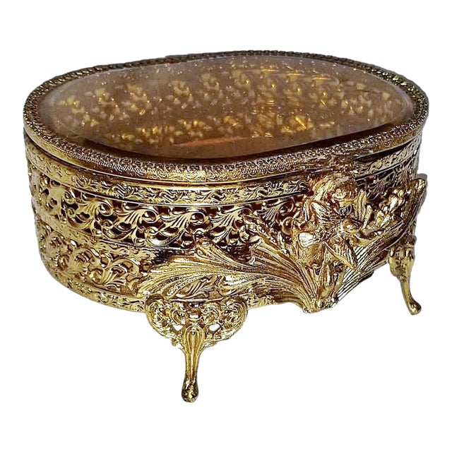 1950s Hollywood Regency Jewelry Trinket Box For Sale