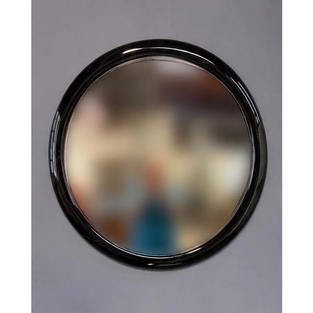 1980s 1980s J. Wade Beam Postmodern Black Marbleized Console Table W/Matching Round Mirror, Attributed For Sale - Image 5 of 9
