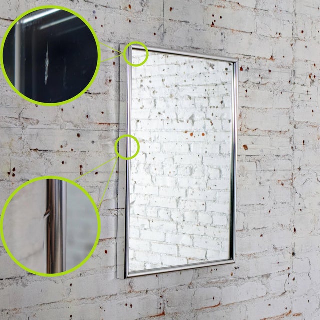 Mid to Late 20th Century MCM to Modern Wall Mirror With Silver Anodized Aluminum Rectangular Frame For Sale - Image 17 of 18