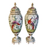 18th Century Chelsea Birds Porcelain Potpourri Urns - a Pair For Sale