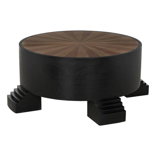 NOIR Tambour Coffee Table, Hand Rubbed Black with Veneer Top For Sale