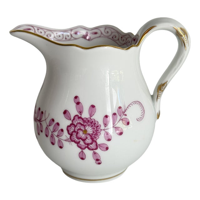 Neuer Ausschitt Milk Jug with Purple Indian Painting and Gilt Rim from Meissen, 1990s For Sale