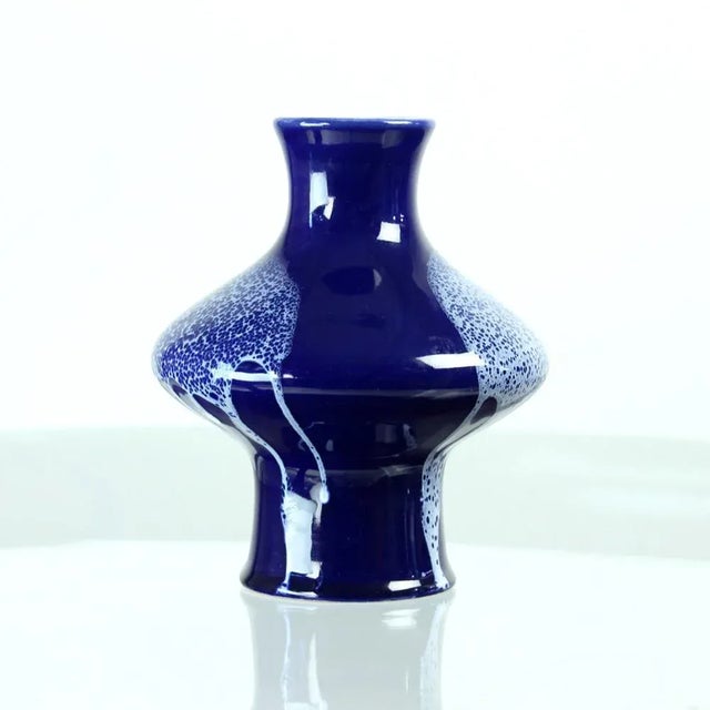 Ceramic Mid-Century Blue Ceramic Vase, Former Czechoslovakia, 1960s For Sale - Image 7 of 10