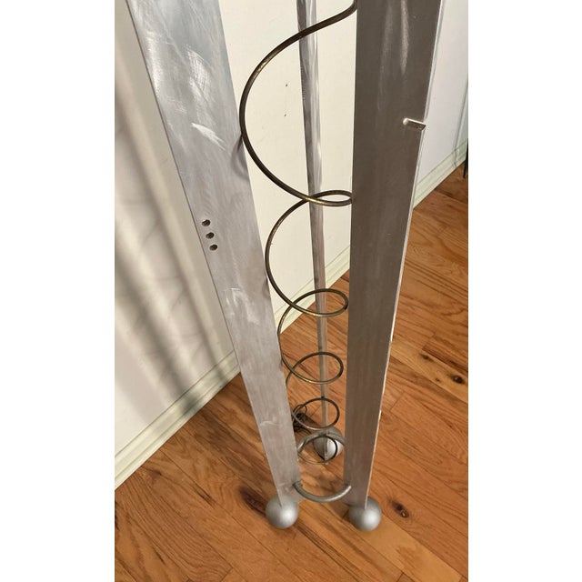 1980s Memphis Style Robert Sonneman Brushed Aluminum Floor Lamp for George Kovacs, Usa 1988 For Sale - Image 5 of 12