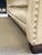 Beige Smith Brothers 393 Beige Leather Three-Seat Sofa With Rolled Arms and Nailhead Trim For Sale - Image 8 of 10