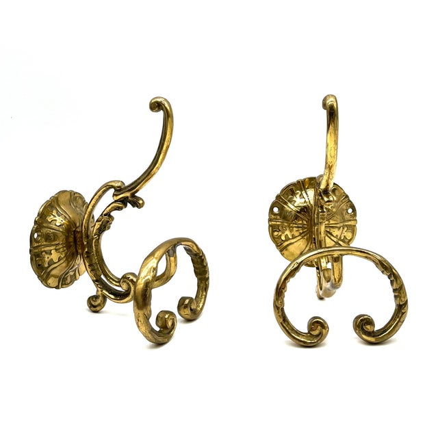 Vintage Brass Coat Hooks, Set of 2 For Sale - Image 14 of 14