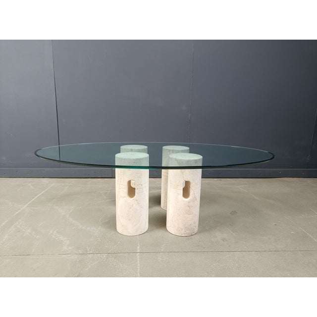 Vintage Travertine and Glass Coffee Table, 1970s For Sale - Image 15 of 18