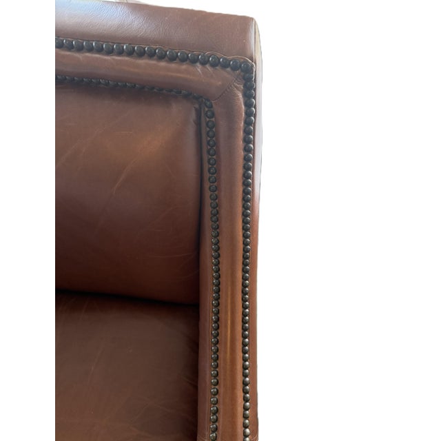 Bernhardt Brown Leather Club Chair With Nailhead Trim For Sale - Image 9 of 13