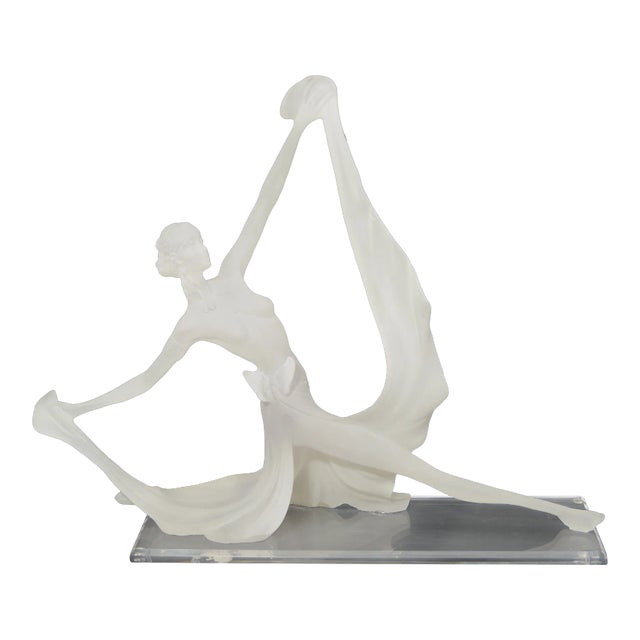 Italian Lucite Dancing Ballerina Performs Attitude Pose on a Clear Acyclic Base, Circa 1920s For Sale