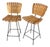 Pair Mid Century Slatted Bar Stools in the Style of Arthur Umanoff For Sale