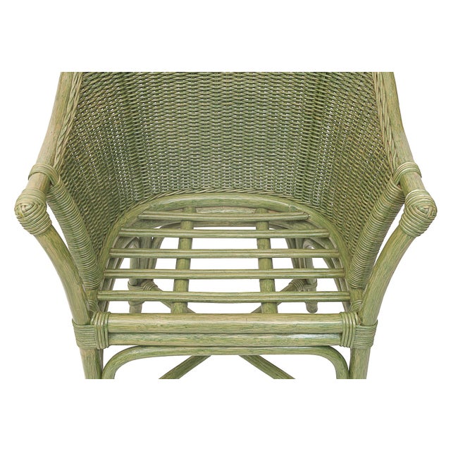 Rattan Lounge Table and Chairs attributed to Maugrion, 1980, Set of 7 For Sale - Image 15 of 16