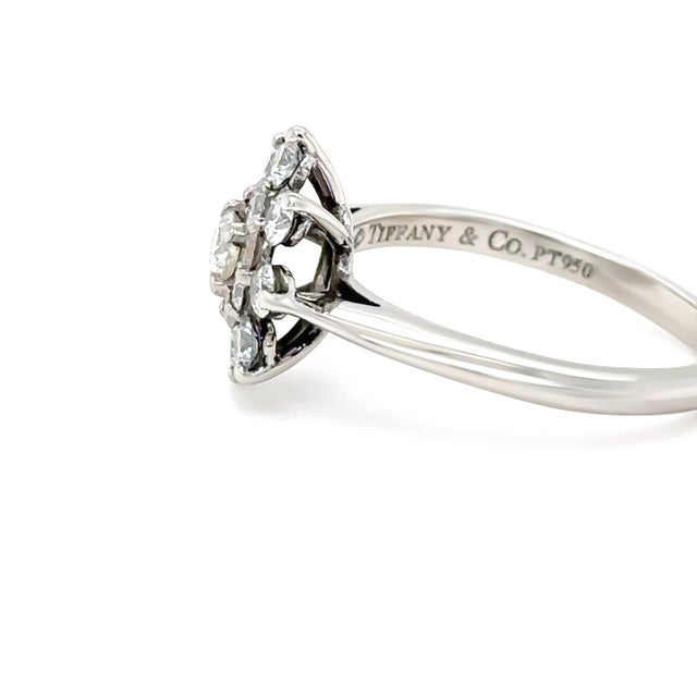 Tiffany & Co. Platinum Diamond Flower Ring 0.60ct 4.54g, Size 5.25 For Sale - Image 6 of 8