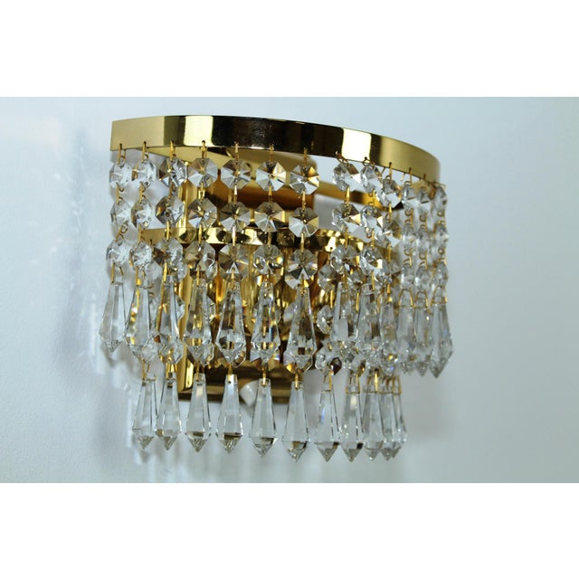 Crystal & Brass Wall Light from Dotzauer, 1980s For Sale - Image 6 of 10