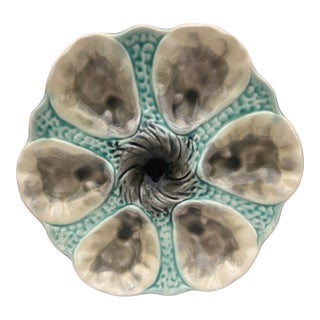 French Majolica Oyster Plate Orchies, Circa 1910 For Sale