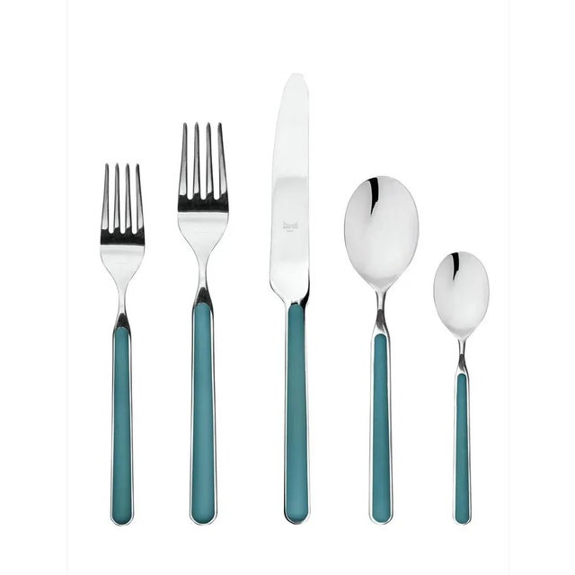 Contemporary Mepra Fantasia 20-Piece Flatware Set, Petroleum Blue For Sale - Image 3 of 3