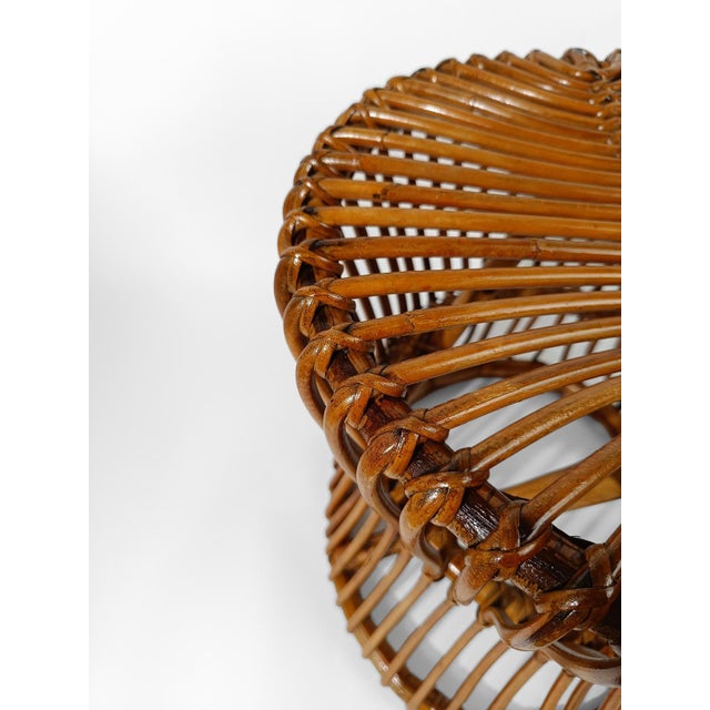Mid-Century Italian Modern Stool or Side Table in Cane, Rattan & Wicker in the style of Franco Albini, 1950s For Sale - Image 11 of 18