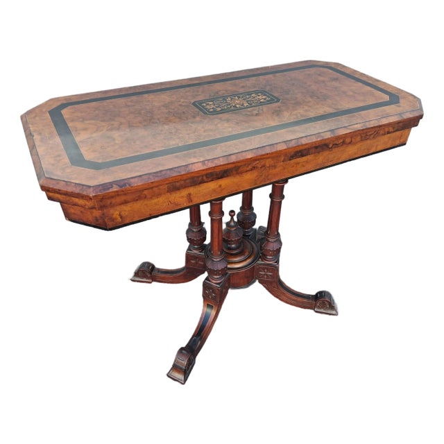 19thc English Regency Gambling Table/ Console/ Mahogany Inlaid on Briar For Sale