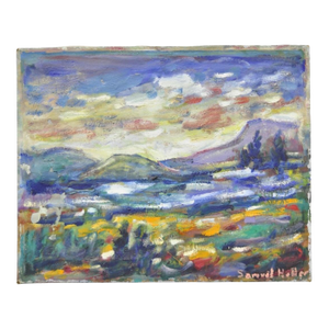 Vintage 1960s Samuel Heller "Mountain Landscape" Oil on Canvas Painting, Signed