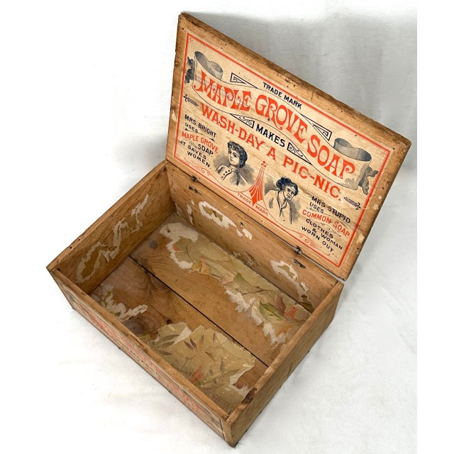 Authentic Antique American Country Store Wooden Shipping & Display Soap Box With Whimsical Mottos For Sale - Image 9 of 13