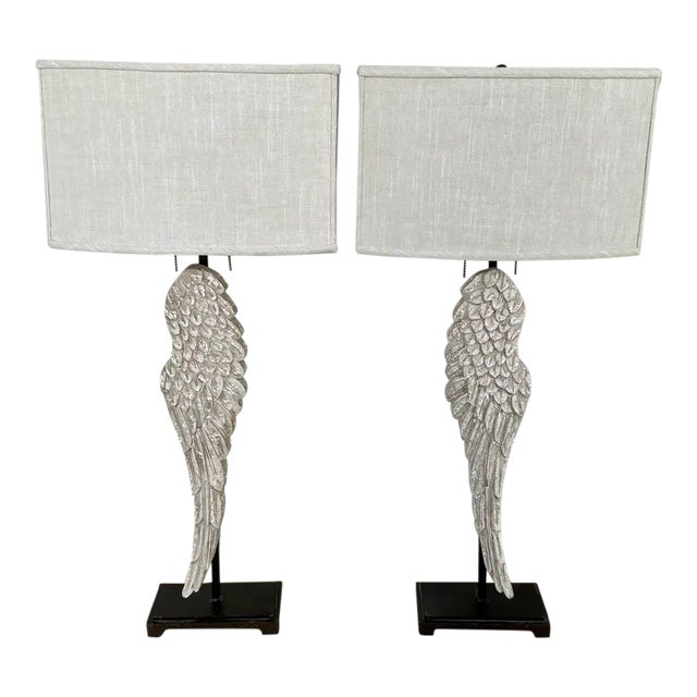 Regina Andrew Carved Wing Lamps - Pair. For Sale