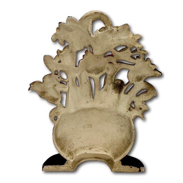 Hard to Find 1930s Hubley MFG Co. Tulips & Hyacinths Flower Basket Cast Iron Doorstop in Pristine Cond. For Sale - Image 16 of 18