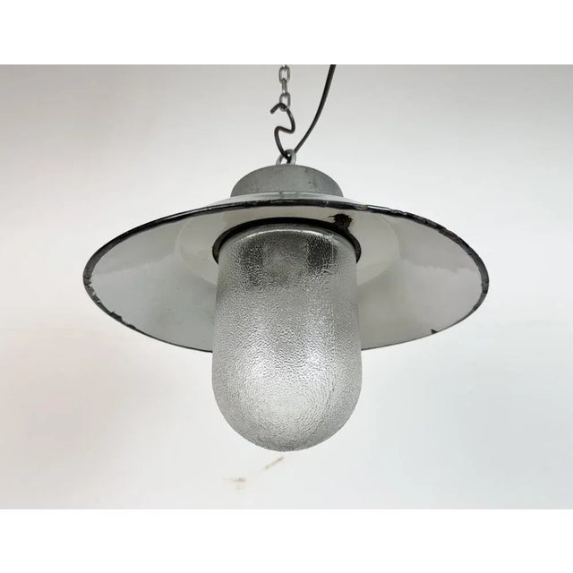 Industrial Green Enamel and Cast Iron Pendant Light, 1960s For Sale - Image 9 of 16