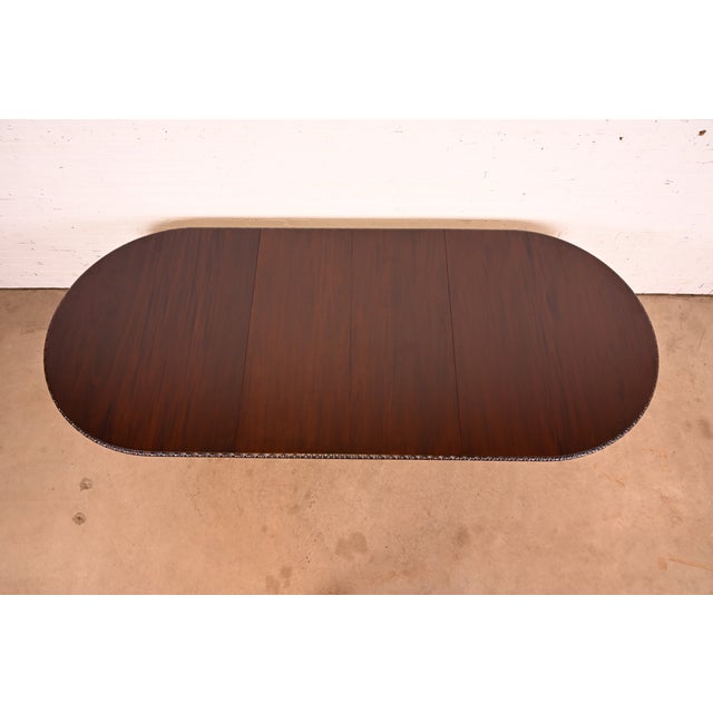 Late 19th Century 19th Century Antique Georgian Carved Mahogany Double Pedestal Extension Dining Table, Newly Refinished For Sale - Image 5 of 13