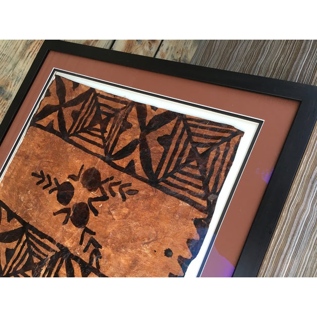 Late 20th Century Framed Tapa Cloth Pacific Islands Fabric Print