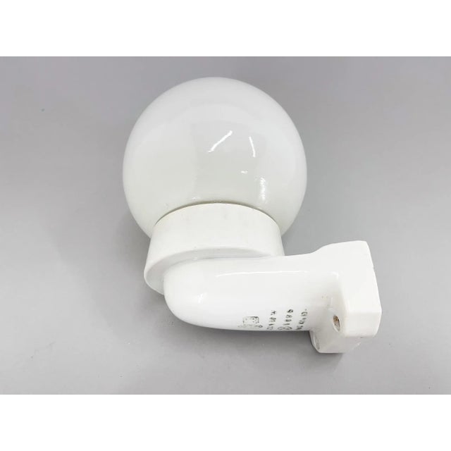 Ceramic & Opaline Glass Wall Lamp, Czechoslovakia, 1950s For Sale - Image 3 of 9