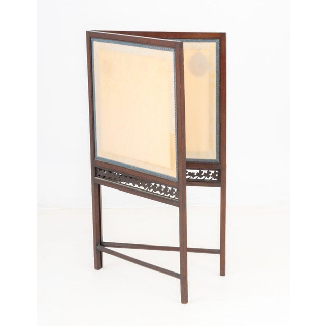 British Mahogany & Silk Two-Panel Folding Screen For Sale In New York - Image 6 of 6