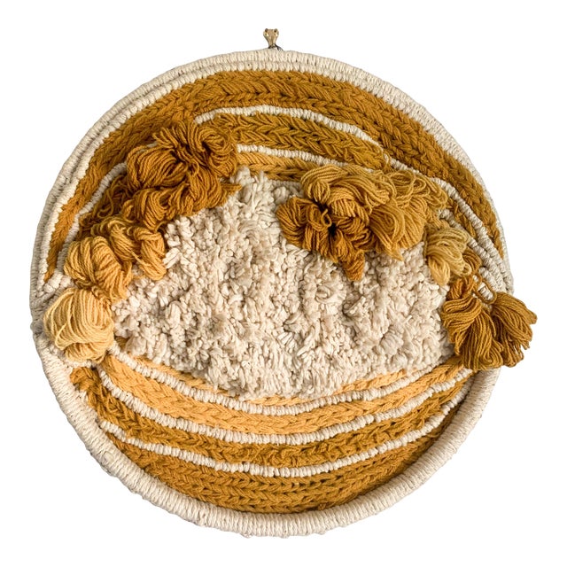 Vintage Mid Century Modern Handmade Woven Wall Art Hanging For Sale