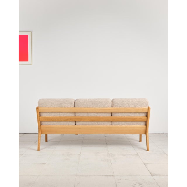 Wood Mid-Century Danish Three-Seater Sofa in Oak with Bouclé Cover by Ole Wanscher for France & Son, 1950s For Sale - Image 7 of 18