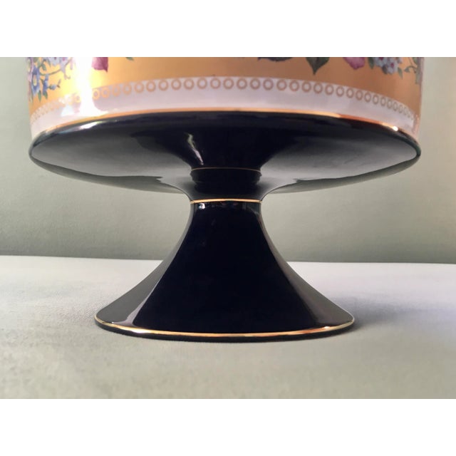 Italian Cobalt Blue Gold Floral Banded Footed Dish For Sale - Image 9 of 11