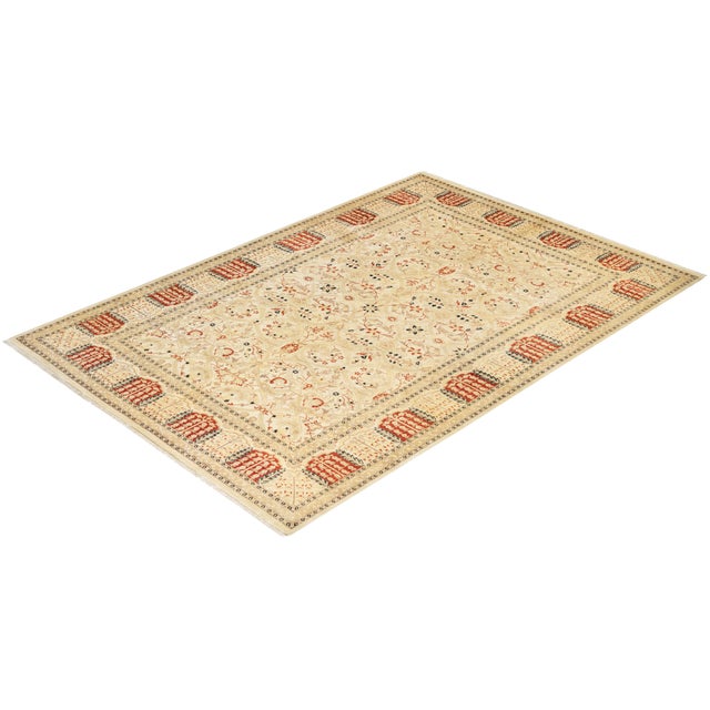Ivory Mogul Collection Hand-Knotted Area Rug - Ivory 6' 4" x 9' 2" For Sale - Image 8 of 9