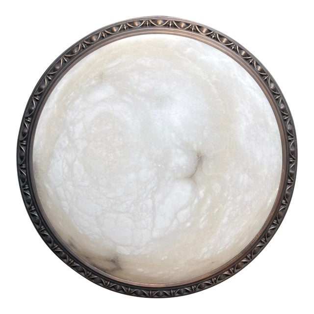 Boyd Lighting Alabaster Dome Pendant, Vintage For Sale