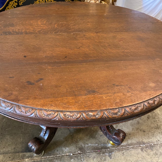 1970s Vintage Wooden Pedestal Table on Castors Chairish