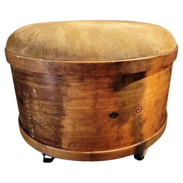 19th Century Suede Top Drum Ottoman Chairish