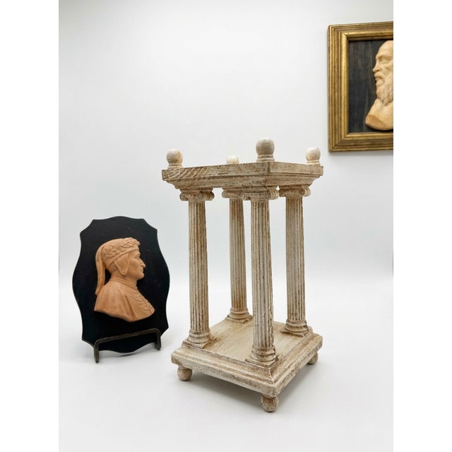 Vintage Carved and painted Neoclassical architectural miniature styled after 19th-century Grand Tour souvenirs, depicting...