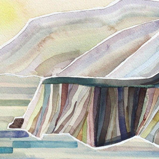Big Sur - Abstract Muted Color Coastal Landscape Watercolor Painting Original Artwork by Heidi Lowell For Sale - Image 4 of 6
