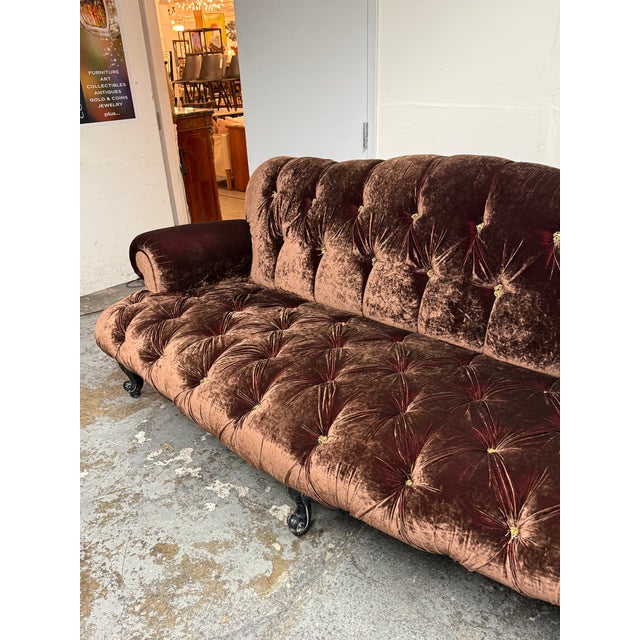 Brown Provasi Bespoke Paris Velvet Sofa, Vintage For Sale - Image 8 of 12