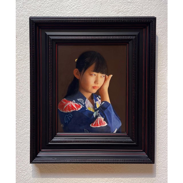 Early 21st Century Aika by Kazuya Ushioda | Oil on Panel Portrait of a girl in a traditional kimono. For Sale - Image 5 of 5