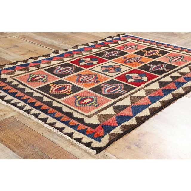 Textile Vintage Persian Lori Checkerboard Rug - 04'00 X 05'07 For Sale - Image 7 of 9