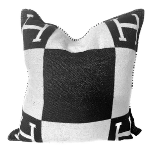 Hermes Black & White Wool Pillow