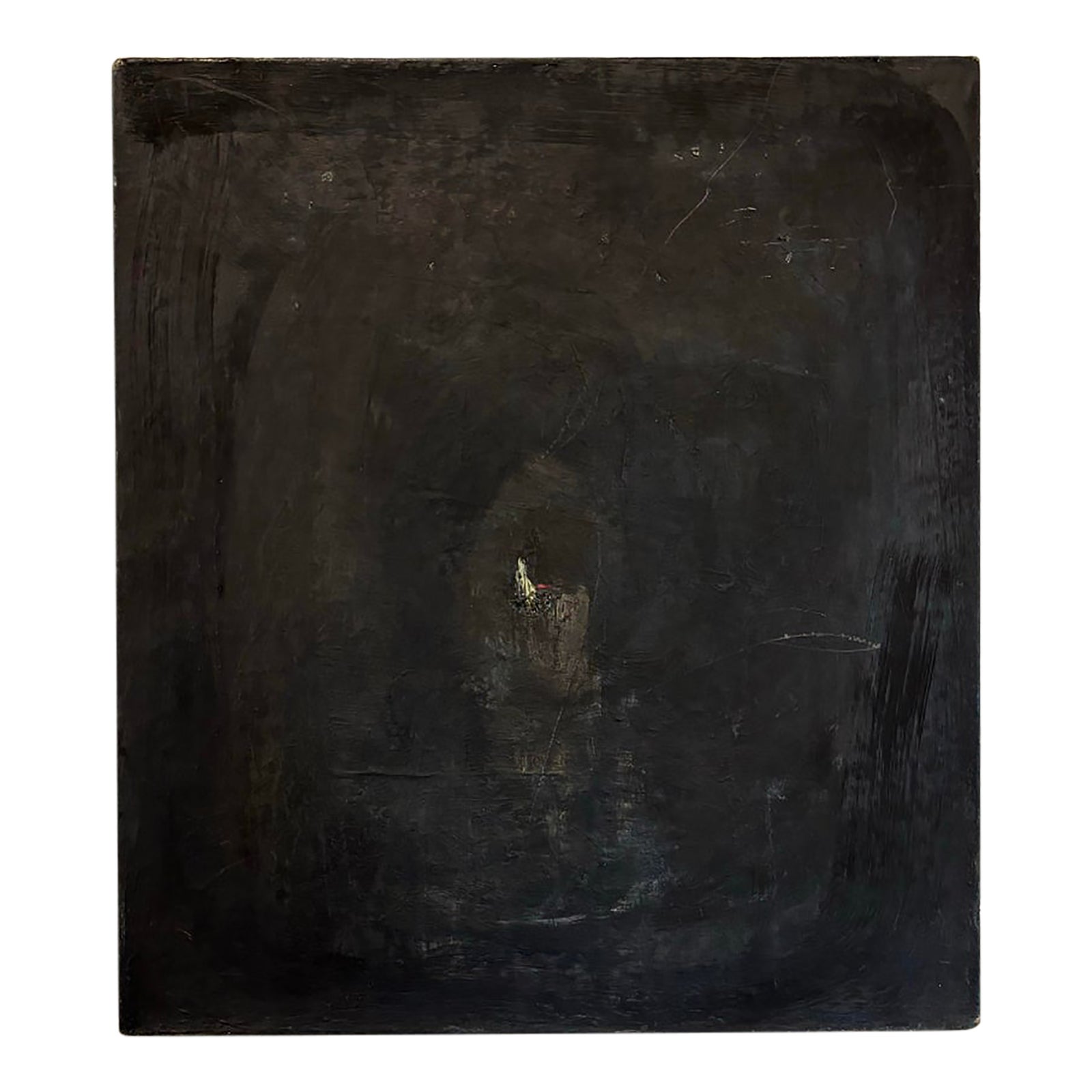 Vintage Unsigned Abstract Black Oil Painting | Chairish